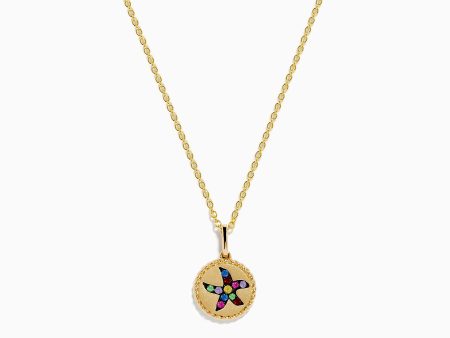 Water Colors 14K Yellow Gold Multi Sapphire Starfish Pendant Supply