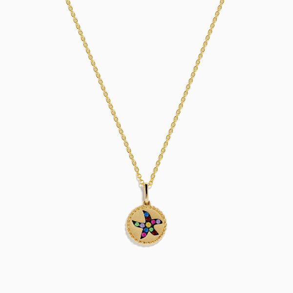 Water Colors 14K Yellow Gold Multi Sapphire Starfish Pendant Supply