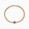 14K Yellow Gold Blue Sapphire and Diamond Evil Eye Bracelet on Sale