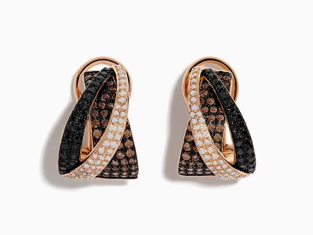 14K Rose Gold Espresso, Black, and White Diamond Earrings Online now