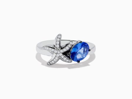 Nahla Siri 925 Silver Tanzanite and Diamond Starfish Ring Sale