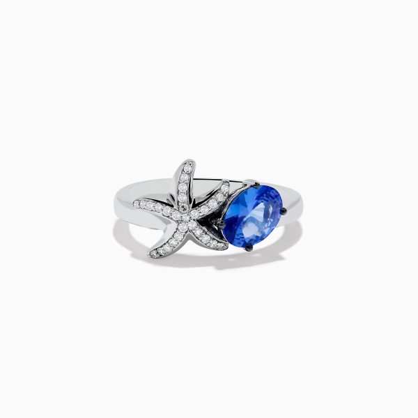 Nahla Siri 925 Silver Tanzanite and Diamond Starfish Ring Sale