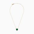 14K Gold Malachite and Diamond Reversible Heart Pendant Hot on Sale