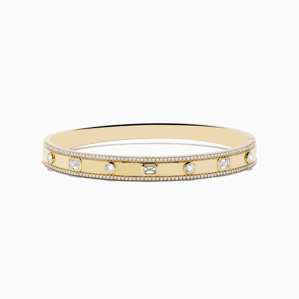 D Oro 14K Yellow Gold Bezel Set Diamond Bangle 1.72 TCW Supply