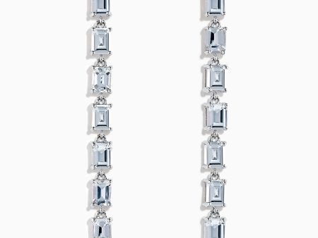 14K White Gold White Sapphire Drop Earrings on Sale