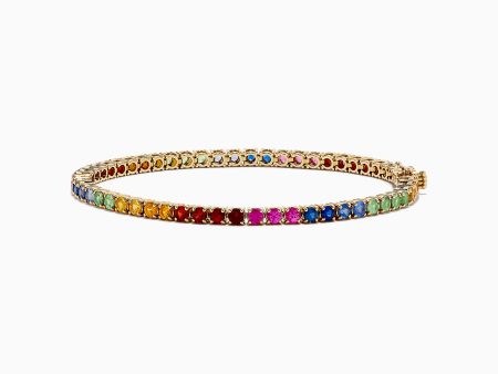 Watercolors 14K Yellow Gold Multi Sapphire Tennis Bracelet Supply