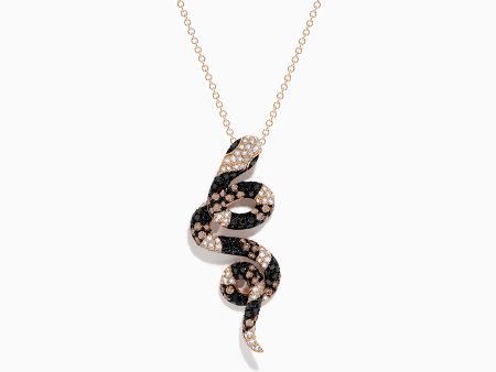 14K Rose Gold Black, Espresso and White Diamond Snake Pendant Supply