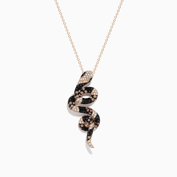 14K Rose Gold Black, Espresso and White Diamond Snake Pendant Supply