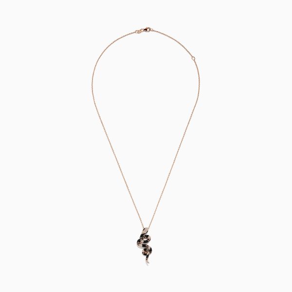 14K Rose Gold Black, Espresso and White Diamond Snake Pendant Supply