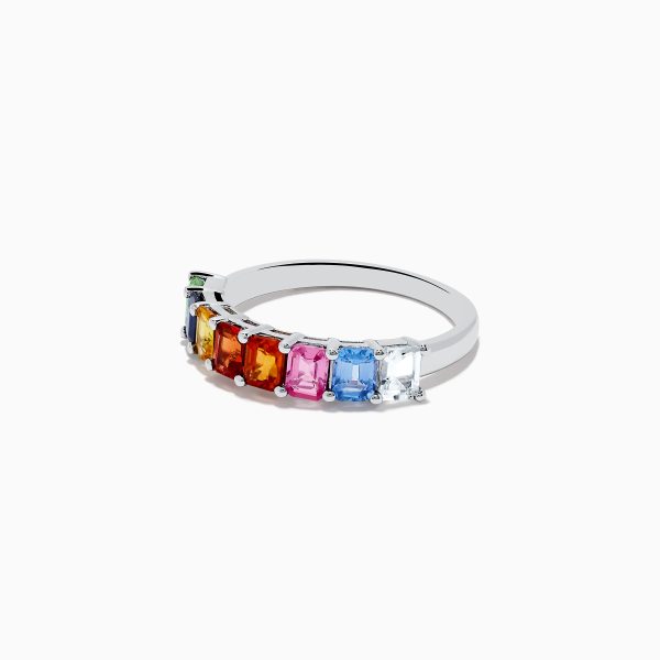 Watercolors 14K White Gold Multi Sapphire Ring Online now