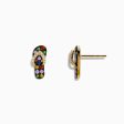 14K Yellow Gold Multi Color Sapphire and Diamond Sandal Earrings Cheap