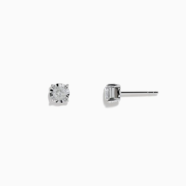 Pave Classica 14K White Gold Diamond Solitaire Earrings 0.49 TCW Hot on Sale