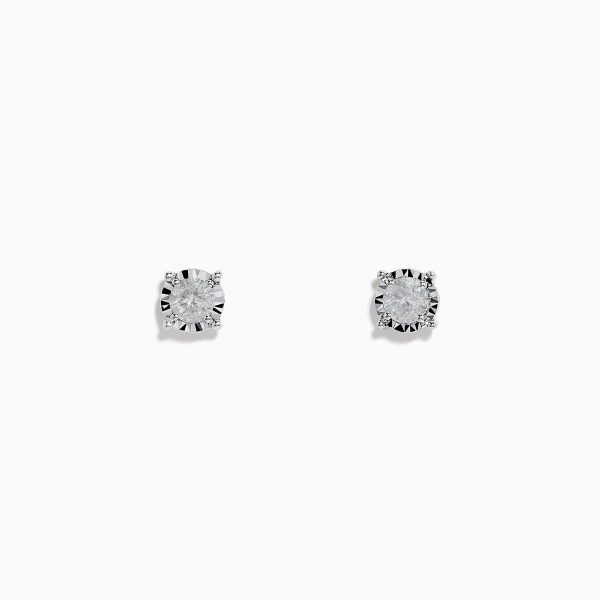 Pave Classica 14K White Gold Diamond Solitaire Earrings 0.49 TCW Hot on Sale