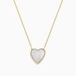 14K Gold Mother of Pearl and Diamond Reversible Heart Pendant Discount