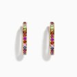 Watercolor 14k Yellow Gold Multi Sapphire Hoop Earrings For Discount