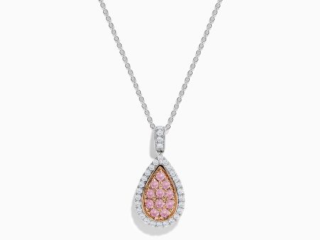 14K Two Tone Gold Pink and White Diamond Pendant Cheap