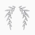 14K White Gold Diamond Leaf Earrings Fashion