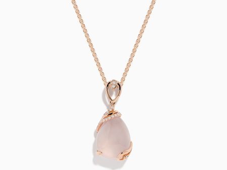 14K Rose Gold Rose Quartz and Diamond Pendant Online