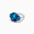 14K White Gold London Blue Topaz and Diamond Ring For Discount