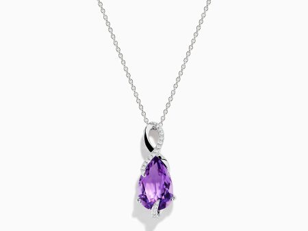 14K White Gold Amethyst and Diamond Pendant Online now