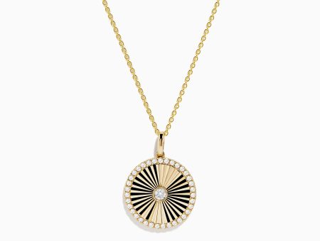 D oro 14K Yellow Gold Diamond Coin Pendant Online now