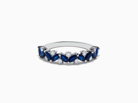 14K White Gold Sapphire and Diamond Ring Hot on Sale