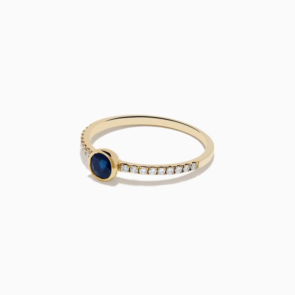 Royal Bleu 14K Yellow Gold Sapphire and Diamond Ring Cheap