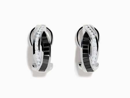 14K White Gold White and Black Diamond Earrings For Discount