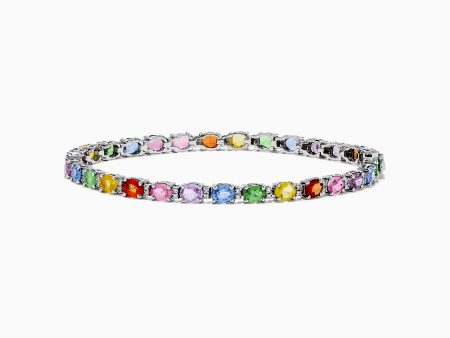 Watercolors 14K White Gold Multi Sapphire and Diamond Tennis Bracelet Online now