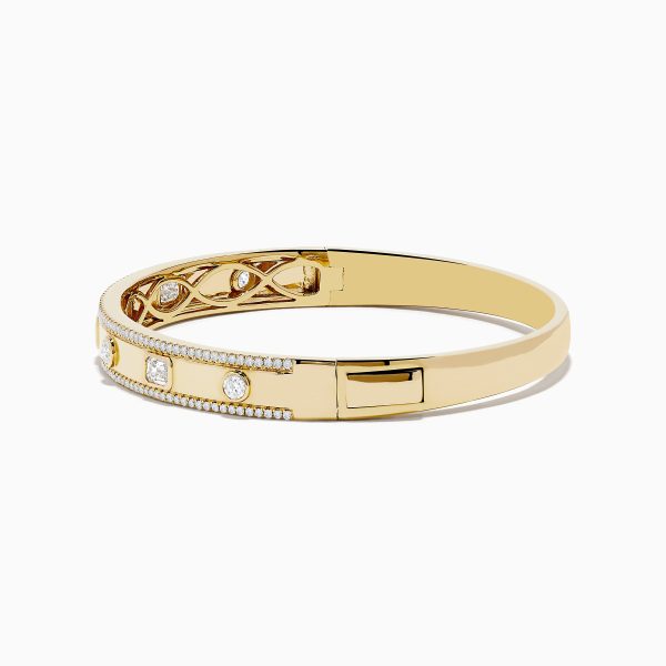 D Oro 14K Yellow Gold Bezel Set Diamond Bangle 1.72 TCW Supply