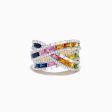 Watercolors 14K Gold Multi Sapphire and Diamond Crossover Ring Hot on Sale