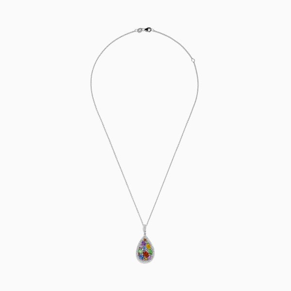 Watercolors 14K White Gold Multi Sapphire Diamond Pendant Discount