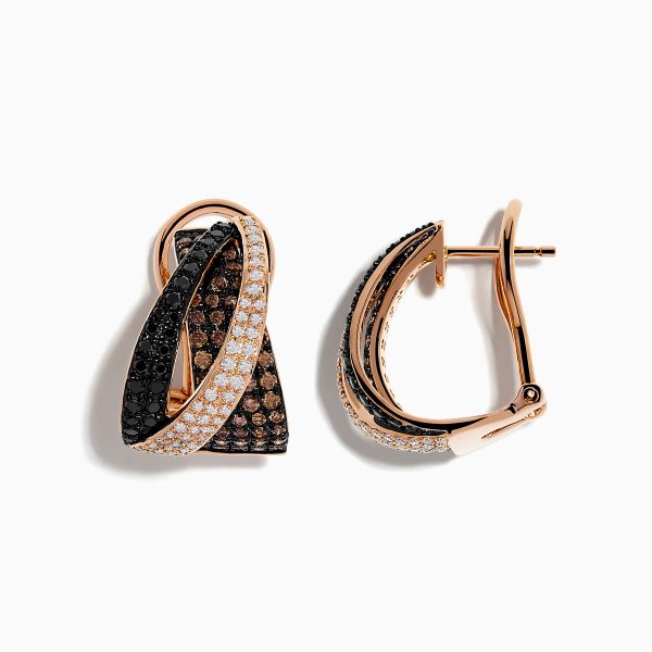 14K Rose Gold Espresso, Black, and White Diamond Earrings Online now