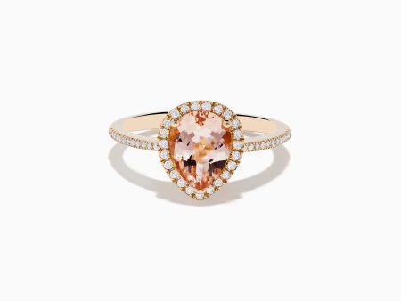 14K Rose Gold Morganite and Diamond Ring Supply