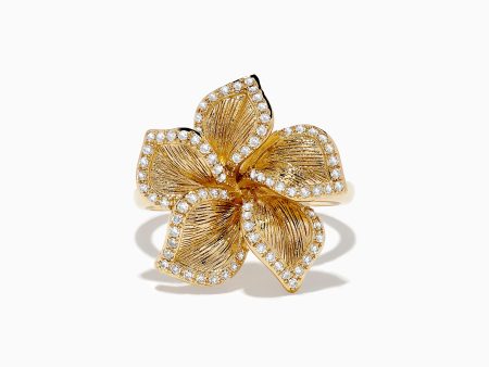 Nature 14K Yellow Gold Diamond Flower Ring 0.31 TCW Supply