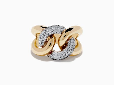 Duo 14K White and Yellow Gold Pave Diamond Chain Link Ring Online