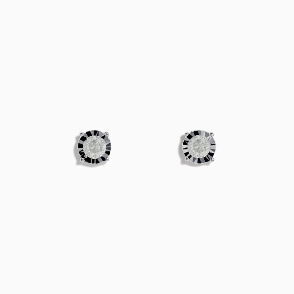 Pave Classica 14K White Gold Diamond Solitaire Earrings 0.90 TCW Fashion