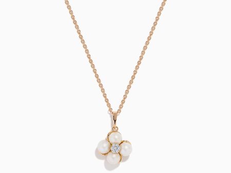 14K Rose Gold Fresh Water Pearl and Diamond Pendant Sale