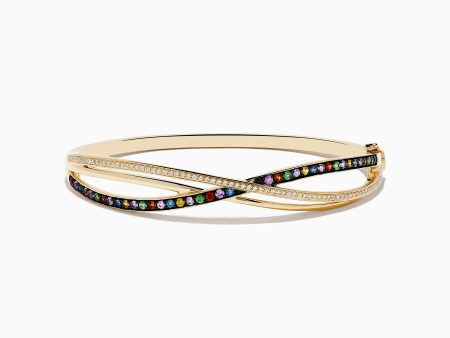 Watercolors 14K Yellow Gold Multi Sapphire Bangle Online now