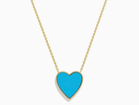 14K Gold Turquoise and Diamond Reversible Heart Pendant Online Sale