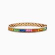 Watercolors 14K Gold Multi Sapphire and Diamond Bangle For Sale