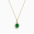 14K Yellow Gold Emerald and Diamond Pendant Discount