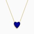 14K Gold Lapis Lazuli and Diamond Reversible Heart Pendant Online Sale