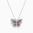 Watercolors 14K Gold Multi Sapphire & Diamond Butterfly Pendant Sale