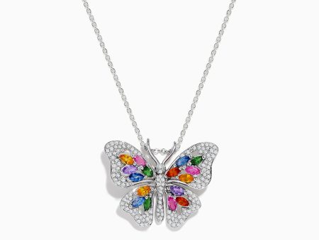 Watercolors 14K Gold Multi Sapphire & Diamond Butterfly Pendant Sale