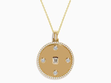 D oro 14K Yellow Gold Bezel Set Diamond Disc Pendant 0.90 TCW Hot on Sale