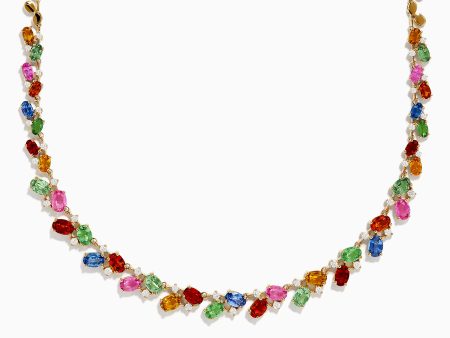 Watercolors 14K Yellow Gold Multi Sapphire and Diamond Necklace Online now