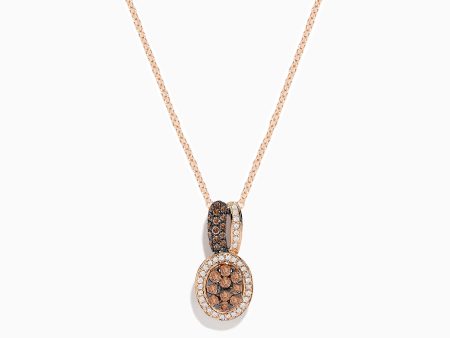 14K Rose Gold White and Espresso Diamond Pendant on Sale