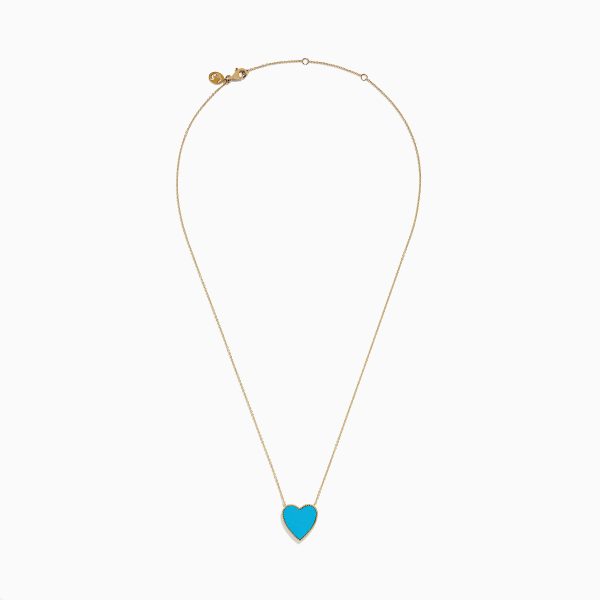 14K Gold Turquoise and Diamond Reversible Heart Pendant Online Sale