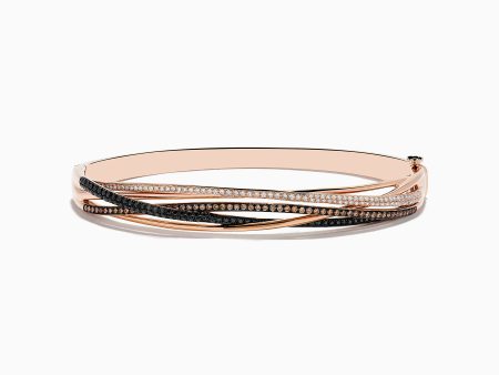 14K Rose Gold Black, Espresso and White Diamond Bangle For Cheap